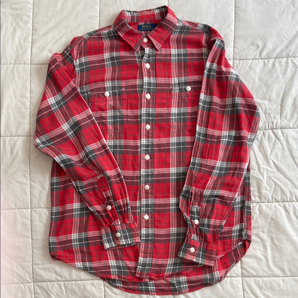 Polo by Ralph Lauren Red and Gray Casual Button Down Shirt